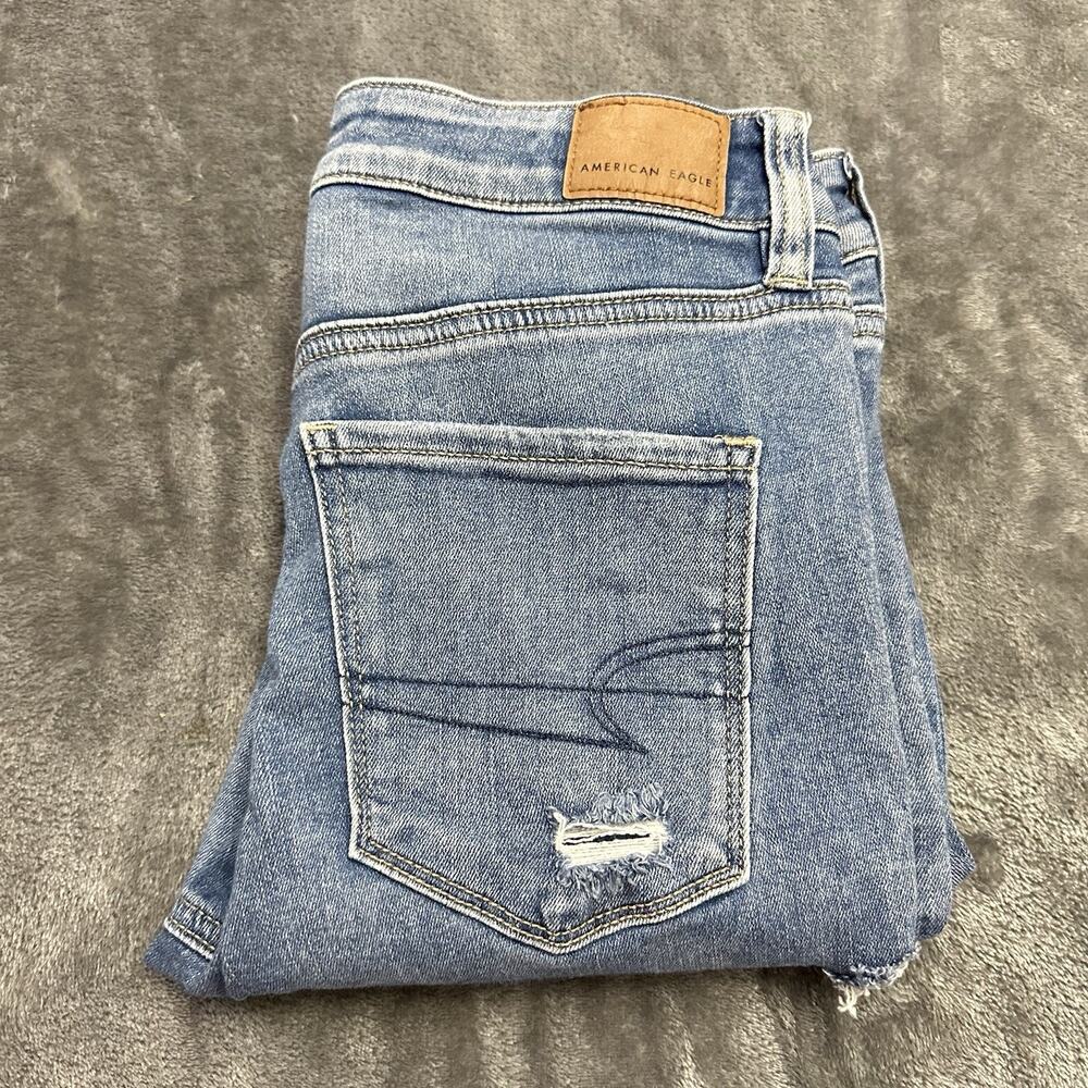American Eagle Jeans Women’s 6 Blue Hi-Rise Jegging‎ Distressed Denim Pants